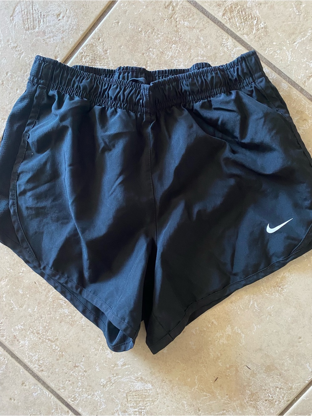 Nike girls Black Athletic Running Shorts with White Swoosh